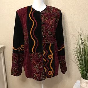 Indigo Moon embroidered statement jacket glass bead buttons size medium